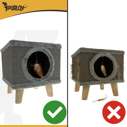 Kradsetræ til katte med seng, sisal, staldben