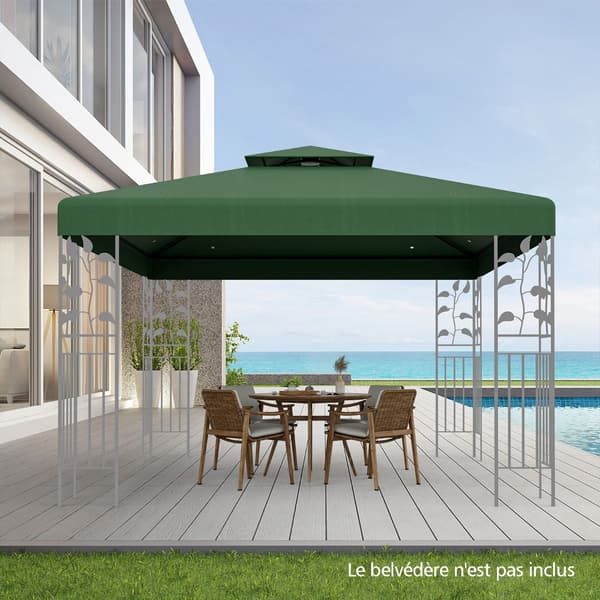 Udskiftningsbaldakin til pavillon 3 x 3 m, dobbeltlags, polyester