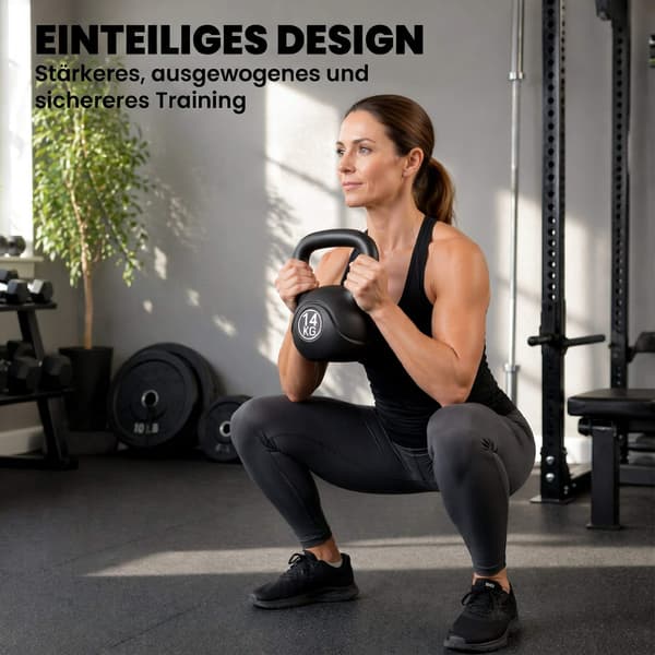 14 kg sort kettlebell med sandfyld til begyndere