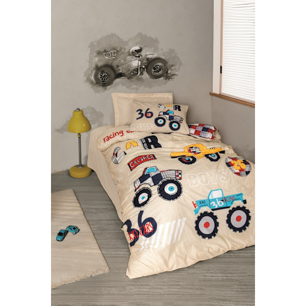 Ranforce Young Quilt Cover Set -autot - beige