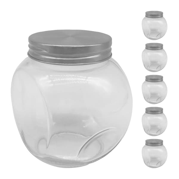 Sötburkar, set med 6, 480 ml glasbehållare