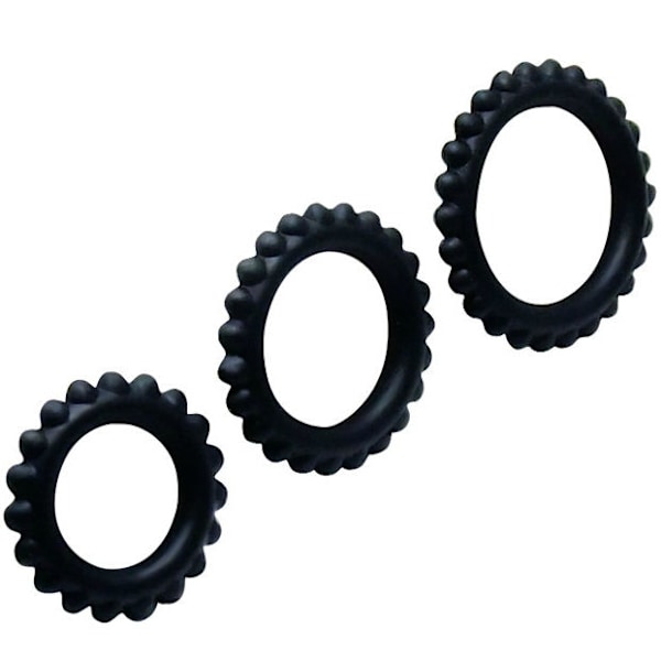 Baile - Titan Sæt 3 Stk Cock Ring Sort 2,8 + 2,4 + 1,9 Cm