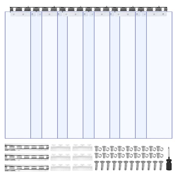 Klar PVC-remsgardin, 225x91 cm, 2 mm, 6-pack