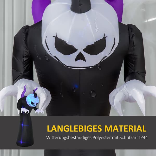 Uppblåsbart Halloween-spöke med pumpahuvud, LED-ljus