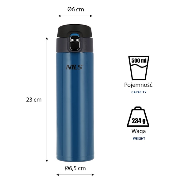Blå termisk kopp, 28 oz, isolerad