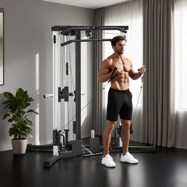Hemmagymstation med latsdrag, pull-up-stång, justerbar
