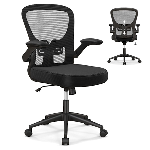 Ergonomisk kontorsstol med uppfällbara armstöd & justerbart svankstöd & vippfunktion
