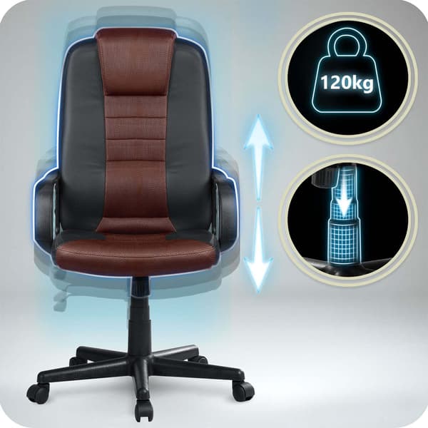 Ergonomisk kontorstol, sortbrun, justerbar højde