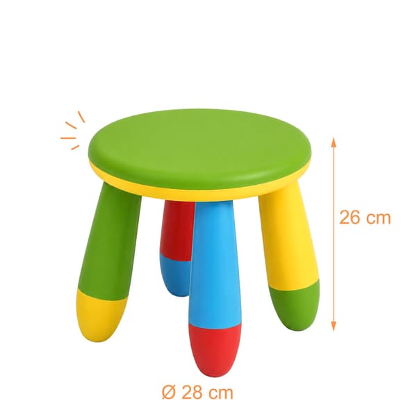 Flerfärgad barnpall i plast, sitthöjd 26 cm