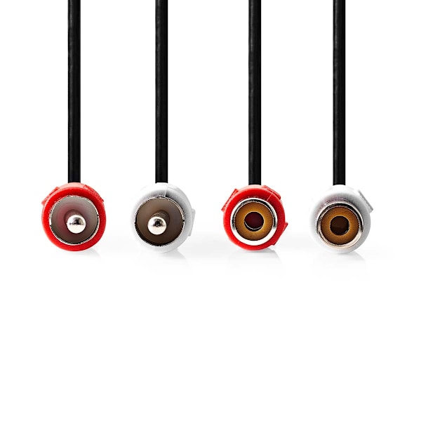 Stereo Audio kabel | 2x RCA Hanstik | 2x RCA Hun | Nikkelplateret | 10.0 m | Runde | Sort | Label