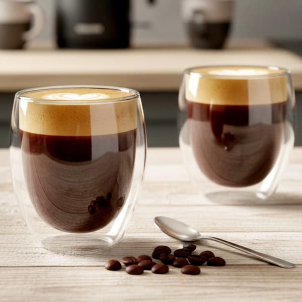 Dobbeltvæggede glas til kaffe og te, 370 ml, sæt med 2