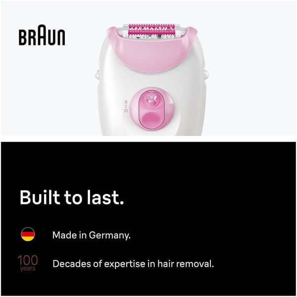 Epilator med ledning til langvarig glat hud, lyserød