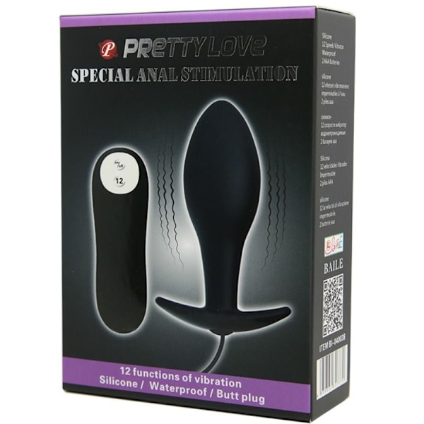 Pretty Love - Anal Plug Anchor Form Silikone 12 Vibrationstilstande Sort