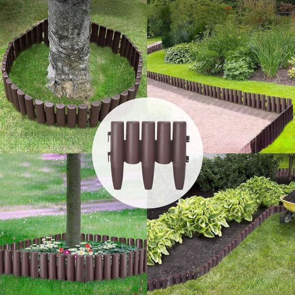 Trädgårdskant Brun 280 cm – 10 delar, UV-resistent