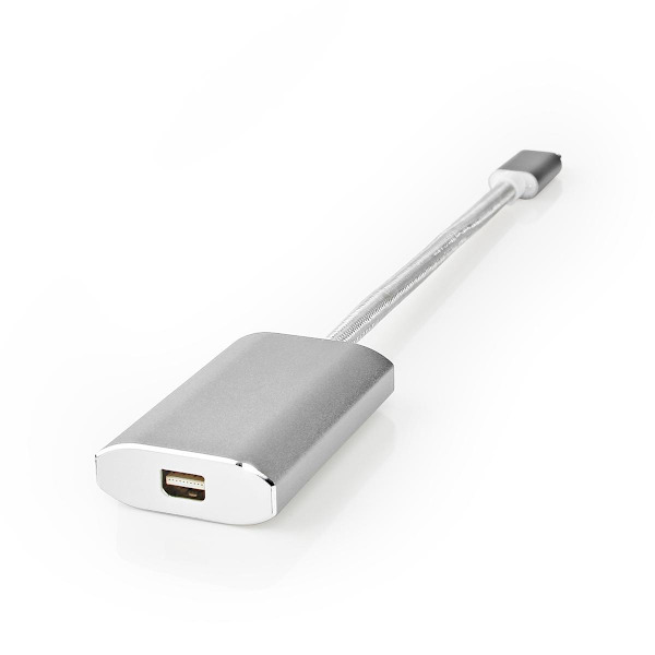 USB-C™ Sovitin | USB 3.2 Gen 1 | USB-C™ Uros | Mini DisplayPort Naaras | Power delivery | 0.20 m | Pyöreä | Kullattu | Nailon / Punottu | Hopea | Laat