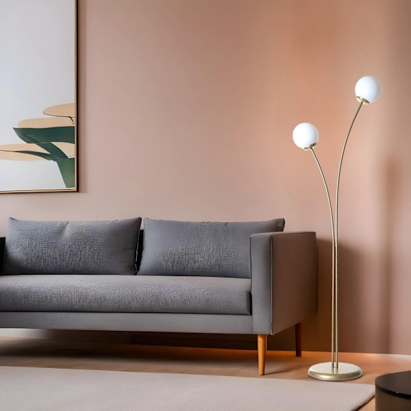 Gulvlampe Rose 2 Li Eskitme Beyaz Camlı Lambader