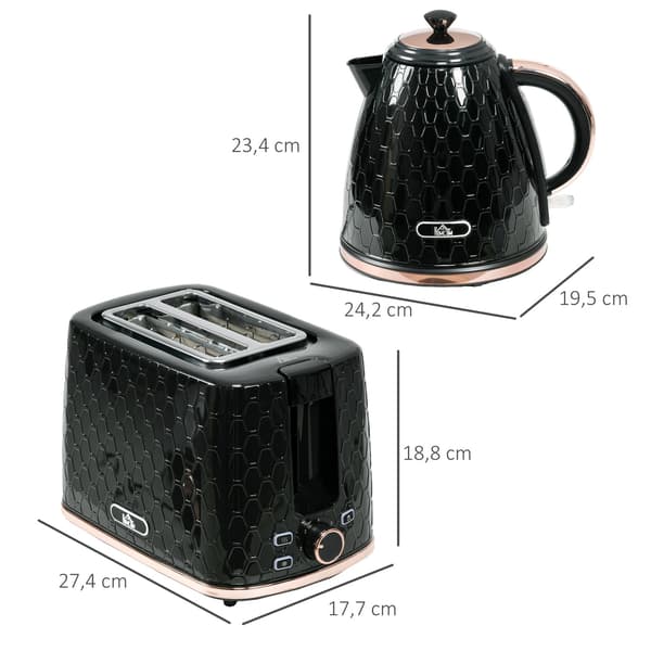 Vattenkokare och brödrost, 1,7 l, multiläge, LED-display