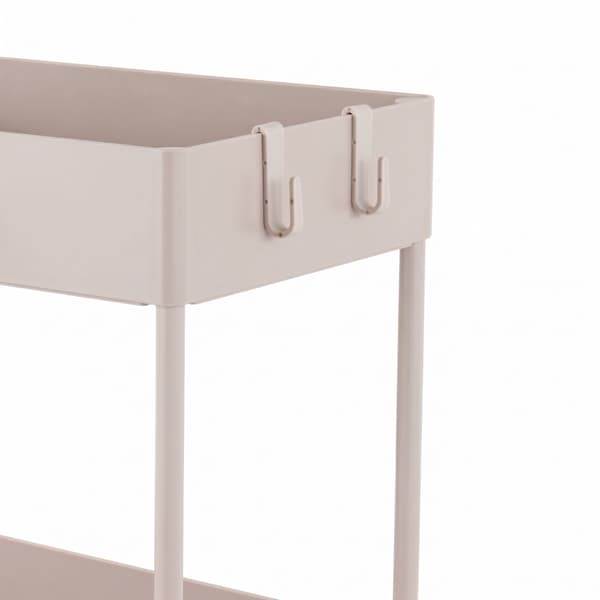 Serveringsvagn med 2 våningar och hjul, beige