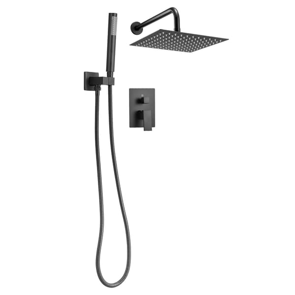 Regnbrusersystem, 25 cm firkantet brusehoved, håndholdt, matsort