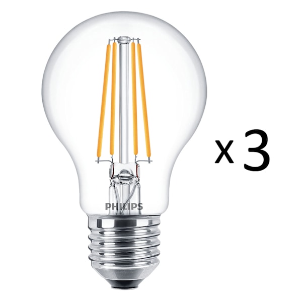 3-pak LED E27 Normal Klar 60W 806lm