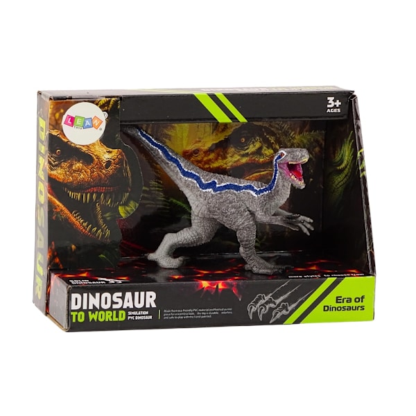 Realistinen harmaa Velociraptor dinosaurushahmo - 16 cm