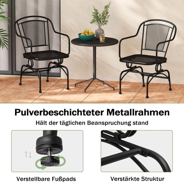 2-delte gyngestole i metal, sort, åndbart mesh