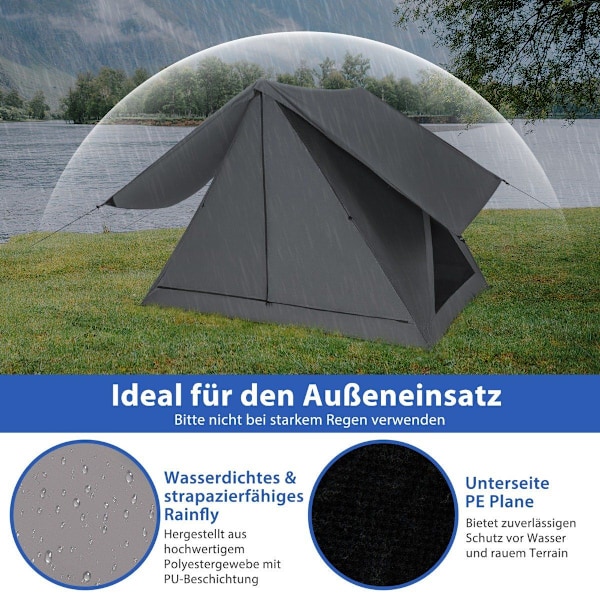 Pop up-tält för 2-3 personer 360° enkelsidigt genomskinligt familjetält 225 x 145 x 161 cm grått