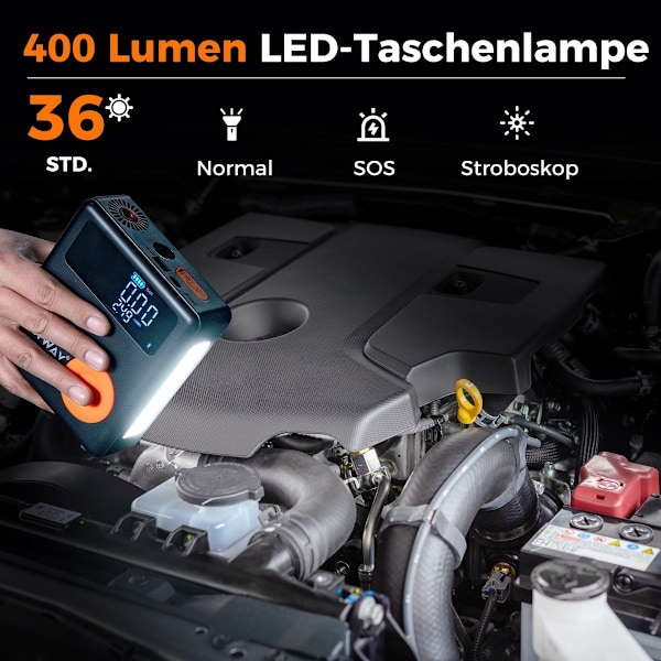 2000A 12V auton akkukäynnistin 150PSI digitaalisella renkaan täyttölaitteella ja ilmakompressorilla ja LED-näyttö 13000mAh Power Bank