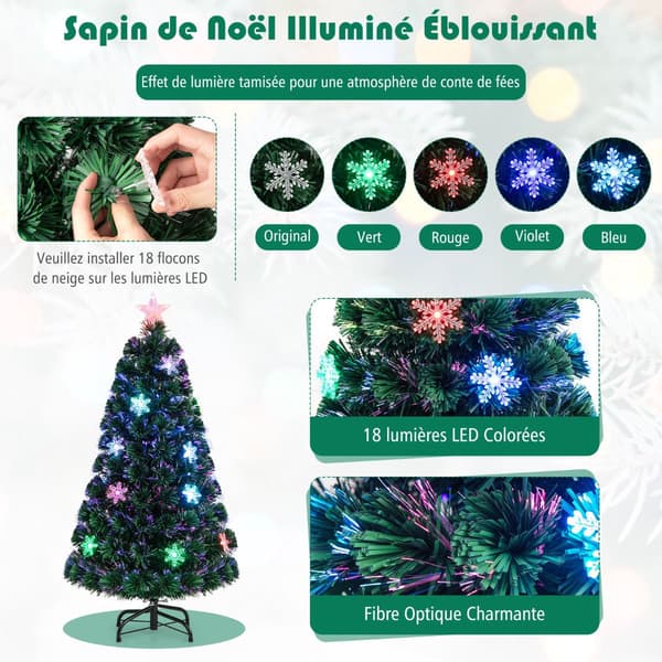 Fiberoptisk juletræ 120 cm, LED-lys, snefnug