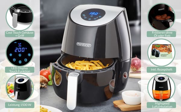 Airfryer 9-i-1 Sort Touch Display 1500W 3,6L