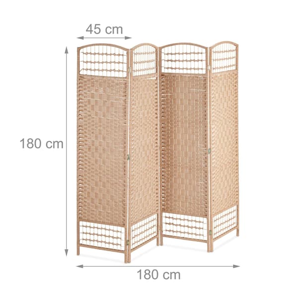 4-panel foldeskærm i naturlig farve