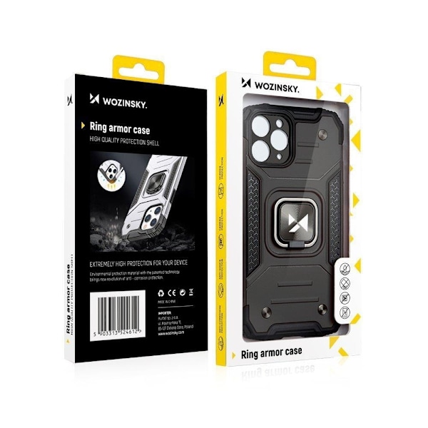 Pansarfodral till iPhone 14 Pro Max, magnethållare Ring Armor, silver