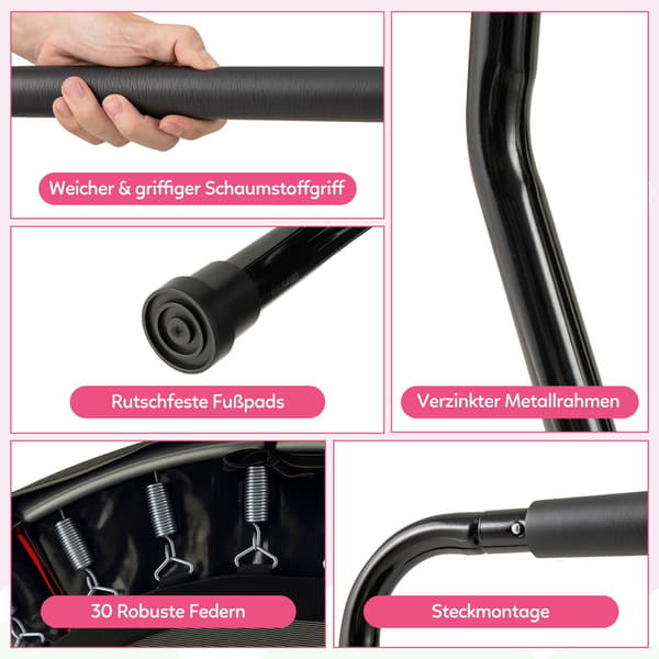 Barn inomhusstudsmatta med avtagbart handtag, 102 cm, rosa