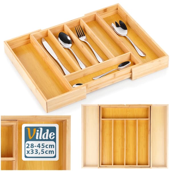Bestickslådansats utdragbar bambu 28-45x33,5 cm