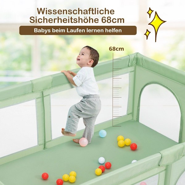 Lekhage Baby lekhage med 50 bollar & 2 dörrar 205 x 147 x 68,5 cm Grön
