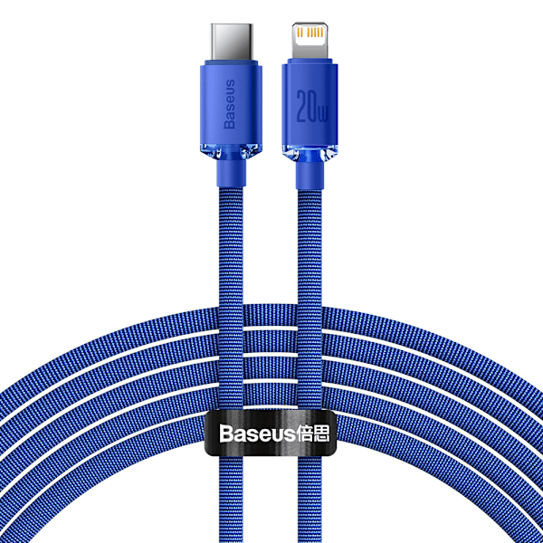 Kabel för snabbladdning och dataöverföring USB-C Iphone Lightning 20W 2m blå