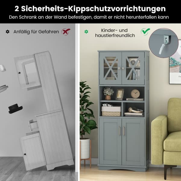 Kylpyhuonekaappi säädettävillä hyllyillä, harmaa MDF