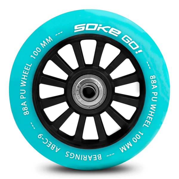 Turkosfärgade hjul till sparkcykel 100 mm, 2-pack