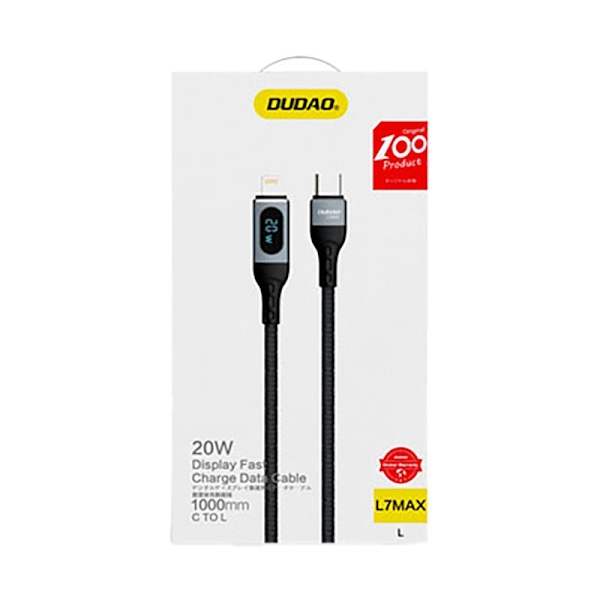 Kaapeli iPhonelle pikalataukseen USB-C - Lightning PD 20W 1m musta