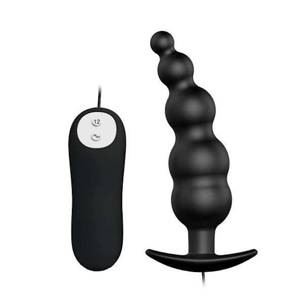 Anal Plug Bubbles Vibrator Black kaukosäätimellä