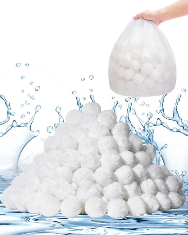 Poolfilterbollar 1,6 kg, återanvändbar polyester, tvättpåse