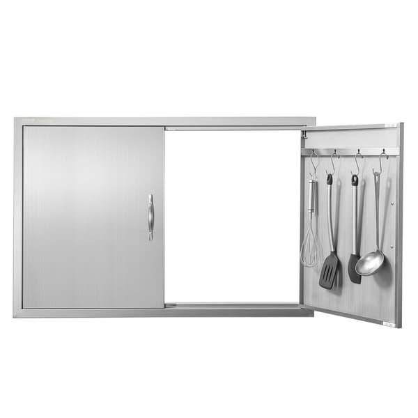 Grilldörr, dubbel rostfritt stål, 990x660 mm