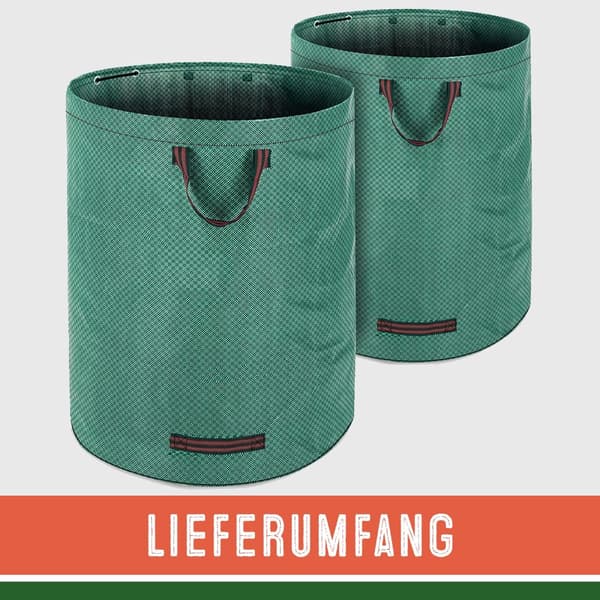 Trädgårdsavfallspåsar, 280 l, 3 handtag, slitstarka, 2-pack