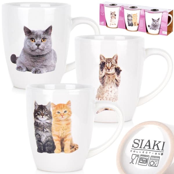 Keramiske krus katte 220 ml 3 stk.