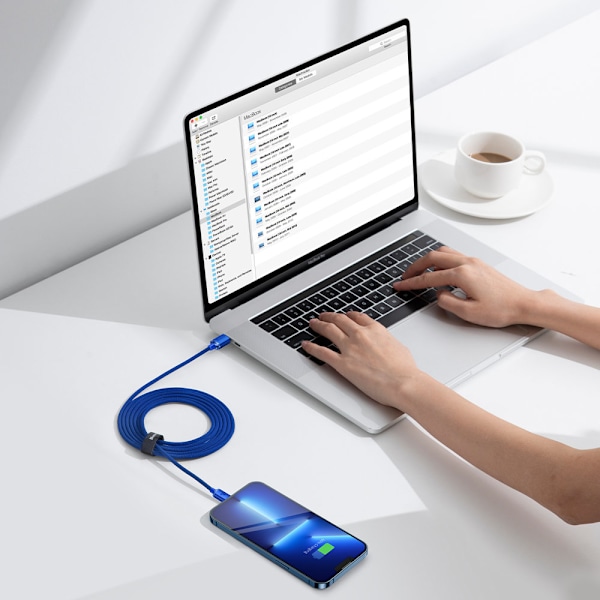 Kabel för snabbladdning och dataöverföring USB-C Iphone Lightning 20W 2m blå