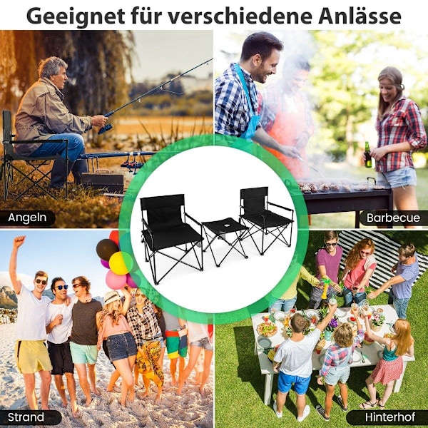 Overdimensionerede campingstole med bord & 2 drinksholdere & opbevaringspose foldestole