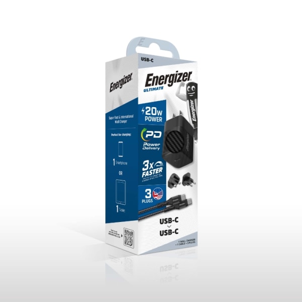 Energizer Ultimate - Multiplug EU / UK / US GaN 20W PD-netoplade