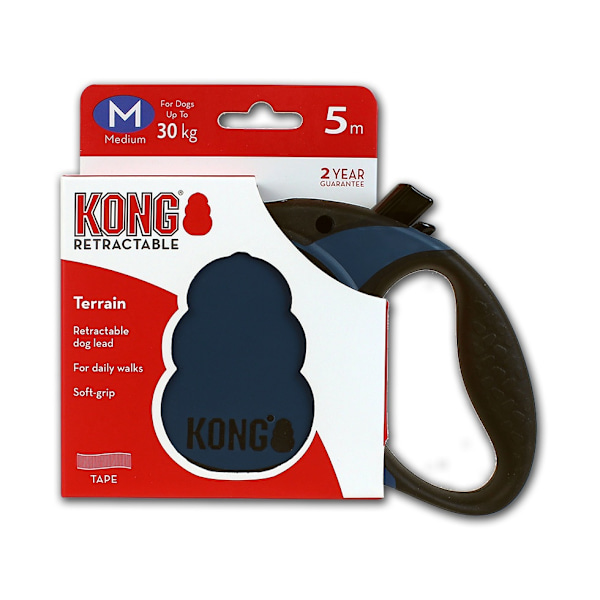 KONG infällbart koppel Terrängblå M (5m/30kg)