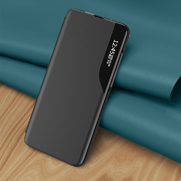 Kotelon kansi Samsung S24 Ultralle läpällä ja jalustalla Eco Leather View Case musta