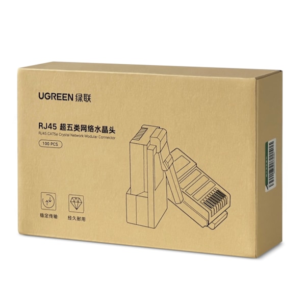 RJ45 8P8C UTP Cat parsnoet stik. 5 5e gennemsigtige 100 stk.